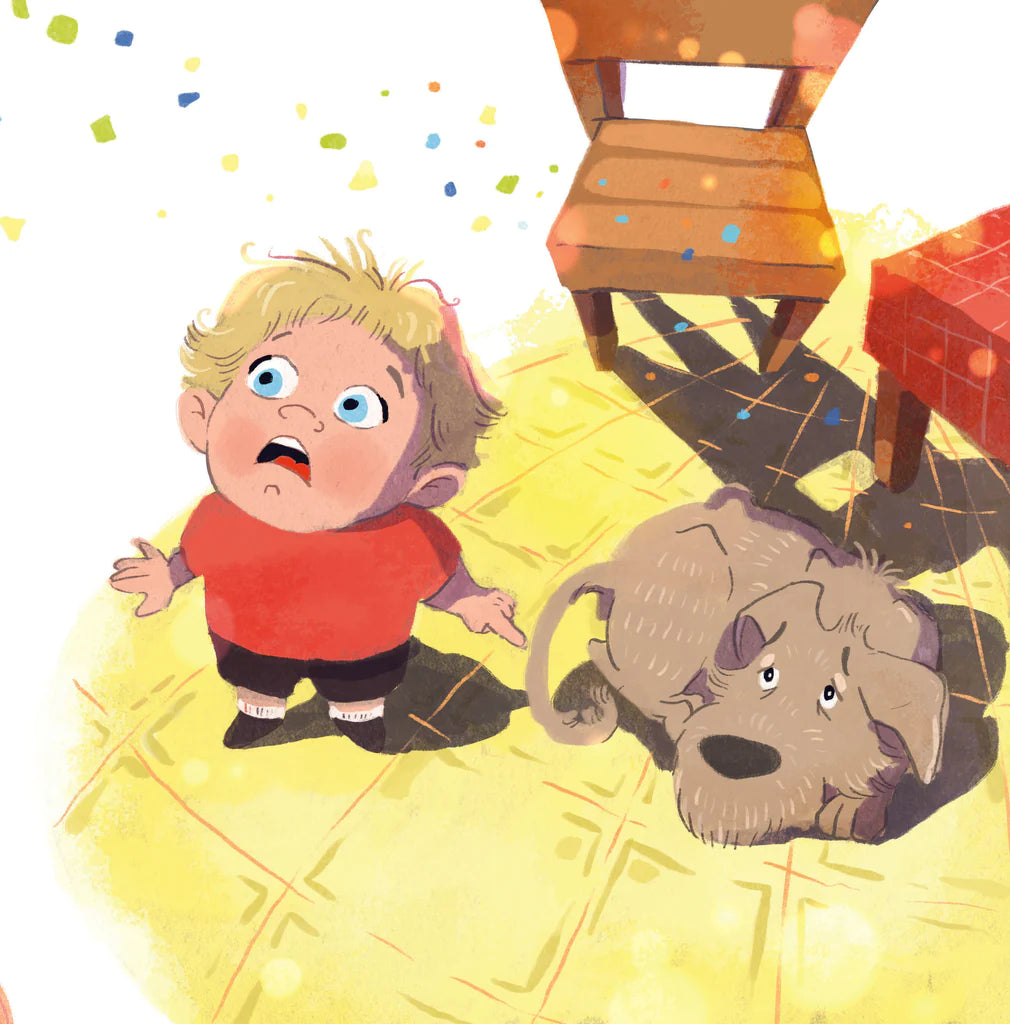 illustration of a boy and a dog