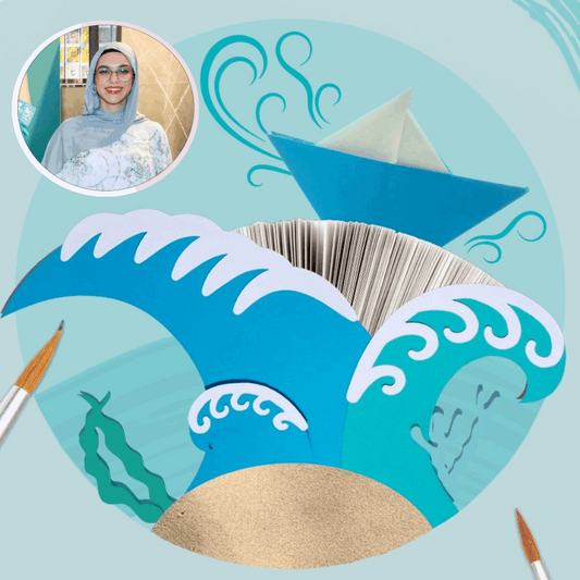 illustration of a paper boat floating in the ocean