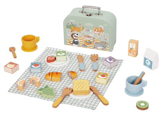 Wooden Picnic Basket Set